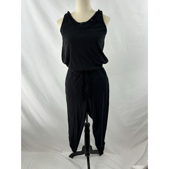 ATM Anthony Melillo High Torsion Jumpsuit Black Small Sleeveless Pockets Cropped - Picture 3 of 10